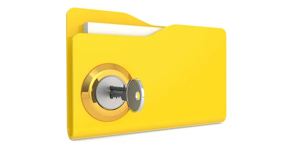 Ξεκλείδωσε Τον Κίτρινο Φάκελο Έννοια Ασφάλειας Δεδομένων Απόδοση — Φωτογραφία Αρχείου