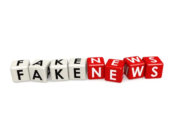 Fake News Würfel Kreuzworträtsel Auf Weißem Hintergrund Rendering — Stockfoto