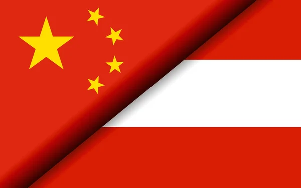 Flags China Austria Divided Diagonally Rendering — Stock Photo, Image