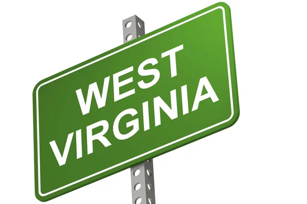 Panneau Routier Ouest Virginia Sur Fond Blanc Rendu — Photo