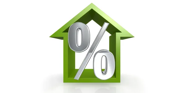 Green House Percentage Sign Rendering — Stock Photo, Image