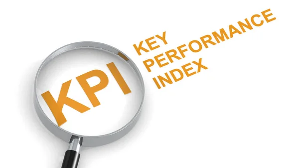 Kpi Key Performance Index Word Magnifying Glass Рендеринг — стокове фото