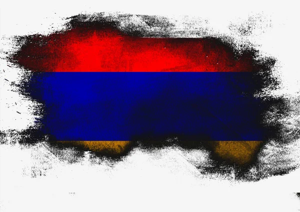 Beyaz Arkaplanda Fırçayla Boyanmış Ermenistan Bayrağı Görüntüleme — Stok fotoğraf