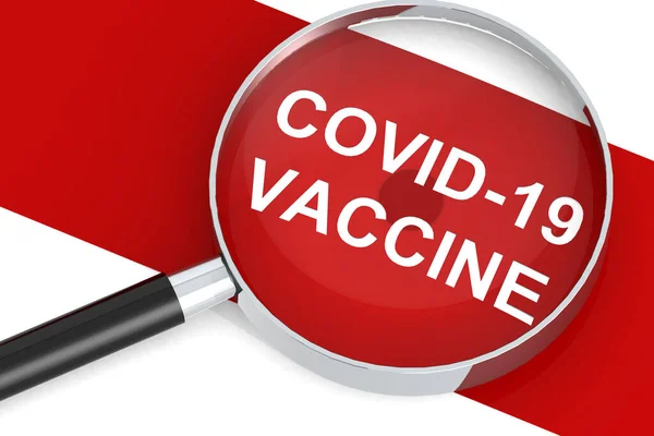 Covid Mot Vaccin Sous Loupe Rendu — Photo
