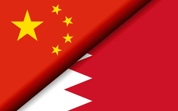 中国とバーレーンの国旗が斜めに分割された 3Dレンダリング — ストック写真