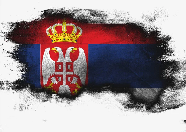 Serbia Flag Painted Brush White Background Rendering — Stock Photo, Image