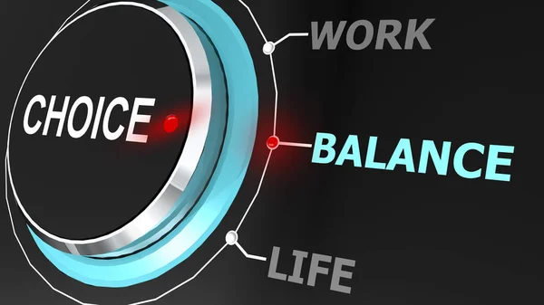 Work Life Balance Choice Knob Rendering — Stock Photo, Image