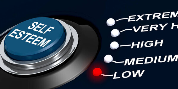 Knob turn to low self esteem, 3d rendering