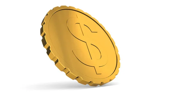 Golden Shiny Coin Dollar Sign Rendering — Stock Photo, Image