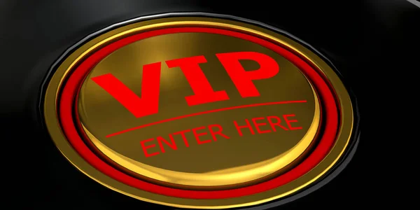 Vip Enter Here Golden Button Rendering — Stock Photo, Image