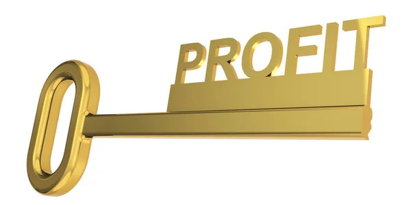 Profit Word Golden Key Rendering — Stock Photo, Image