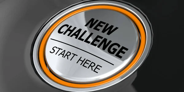 New Challenge Start Here Button Black Background Rendering — Stock Photo, Image