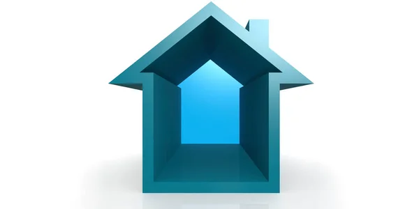 Modrý Dům Symbol Izolované Bílém Pozadí Vykreslování — Stock fotografie