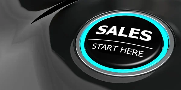Sales Buy Here Button Black Background Rendering — Stock Photo, Image