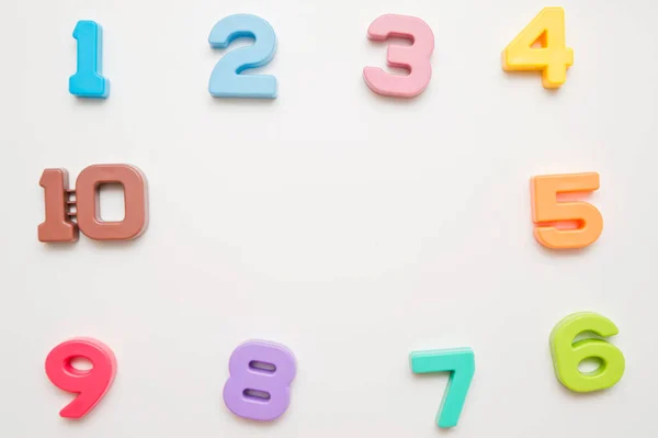 Número Crianças Coloridas Símbolos Matemáticos Escola Educação Precoce Contar Jogos — Fotografia de Stock