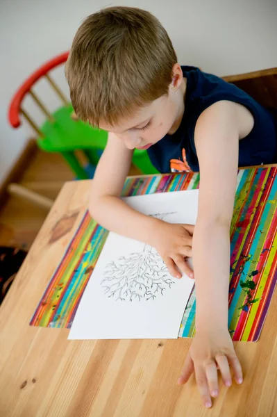 Árbol Huellas Dactilares Dibujo Para Niños Pequeños Artistas Pinturas Para —  Fotos de Stock