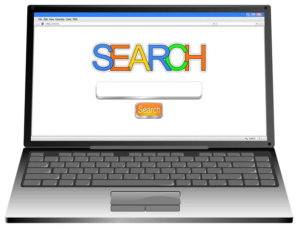 Laptop Met Internet Web Search Engine Witte Desktop Illustratie — Stockfoto