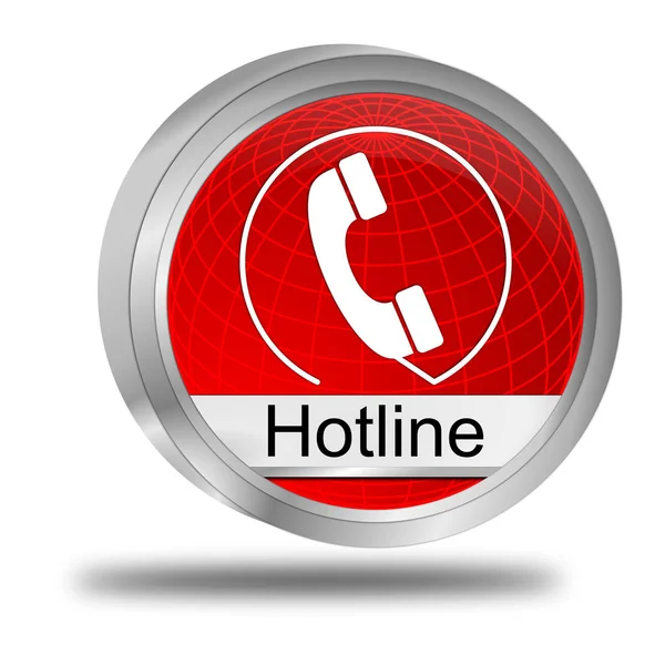 Glänsande Röd Hotline Knappen Illustration — Stockfoto