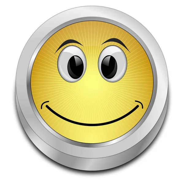 Golden Button Smiling Face Illustration — Stock Photo, Image