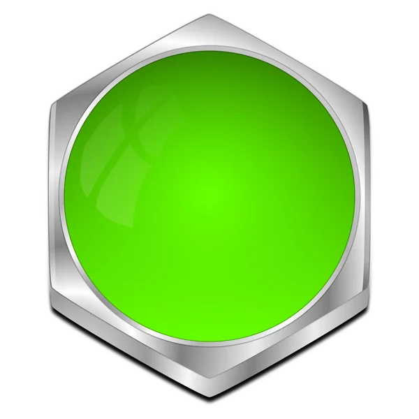 Botón Blanco Verde Brillante Decorativo Ilustración —  Fotos de Stock