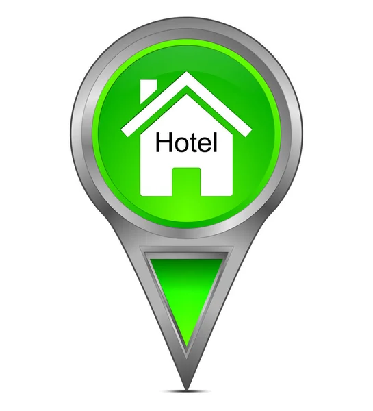 Grön Karta Visare Med Hotel Symbol Illustration — Stockfoto