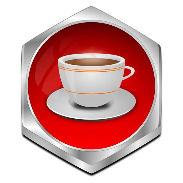 Roter Knopf Mit Einer Tasse Kaffee Illustration — Stockfoto