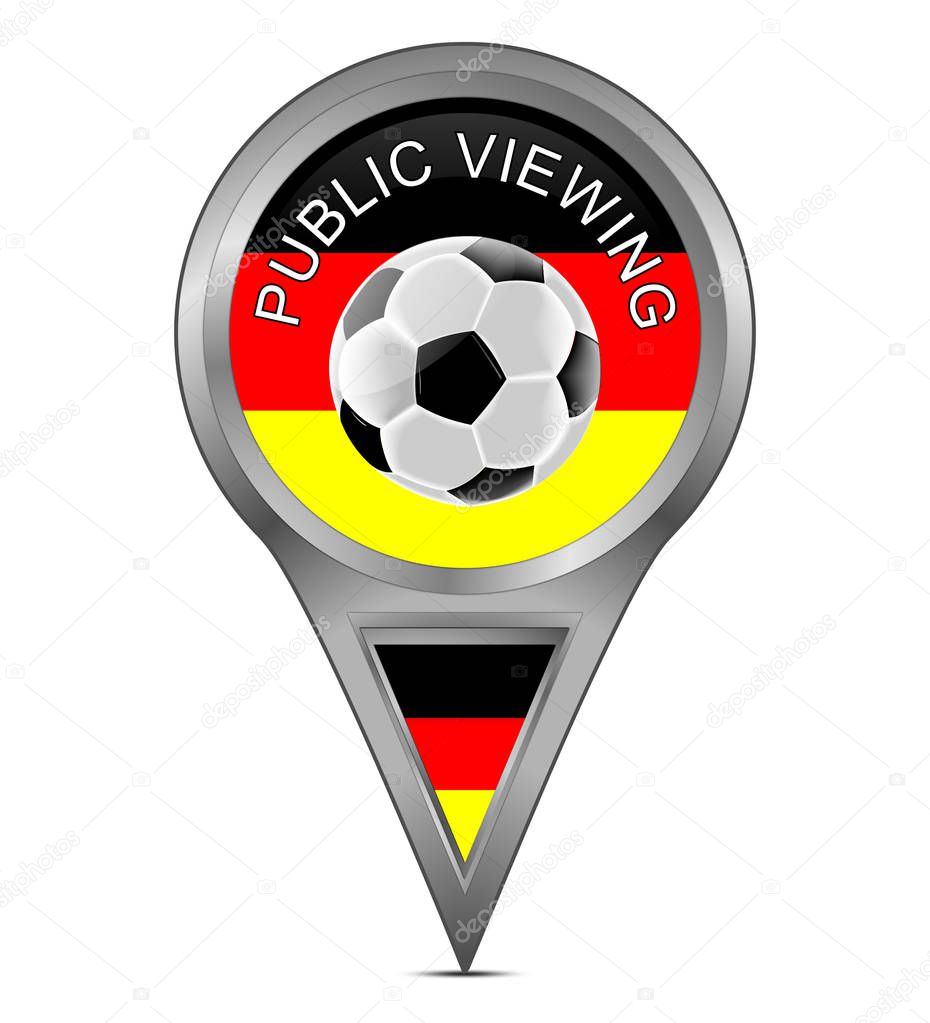 Map pointer with Public Viewing on german flag - illustration