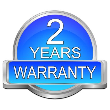 2 yıl garanti düğmesi - 3d illüstrasyon mavi