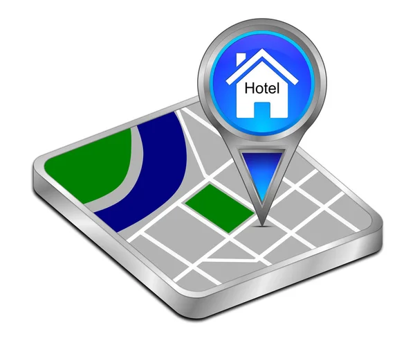 Blå Karta Pekaren Med Hotel Symbol Illustration — Stockfoto