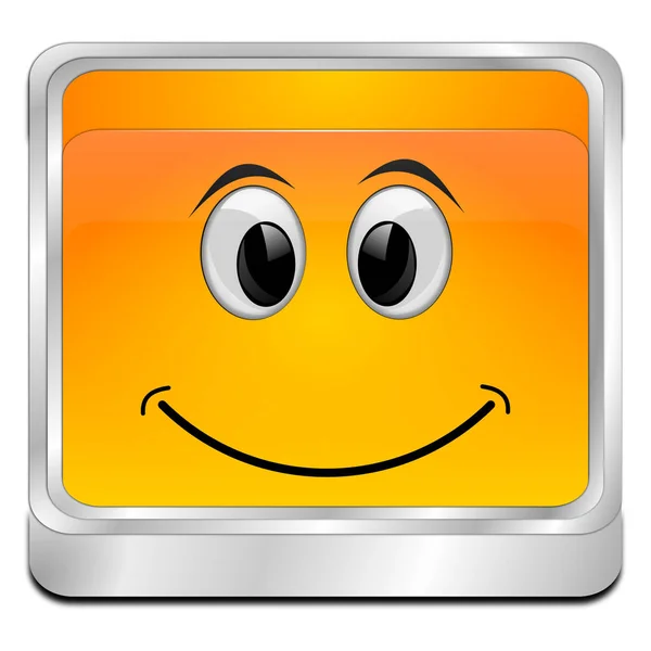 笑顔のオレンジボタン 3Dイラスト — ストック写真