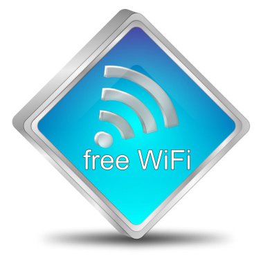 parlak mavi ücretsiz kablosuz Wifi düğme imleç - 3d çizim ile