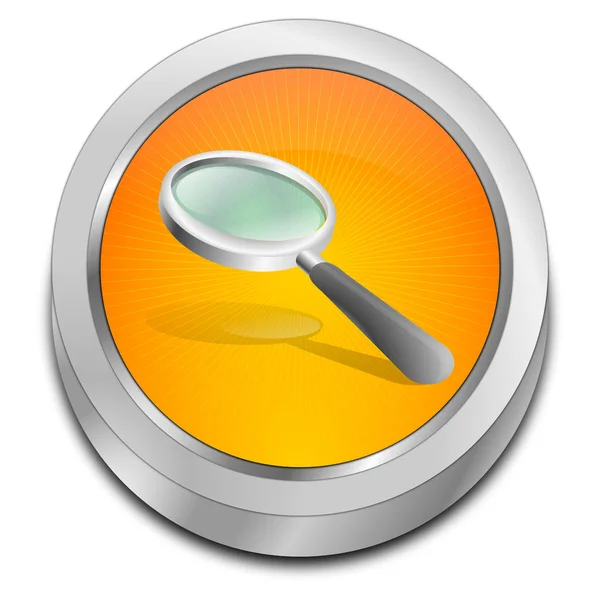 Glossy Orange Magnifying Glass Button Illustration — Stock Photo, Image