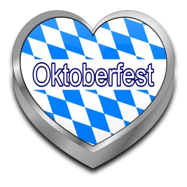 Kalp bir Bavyera arka plan - 3d çizim Oktoberfest afiş ile