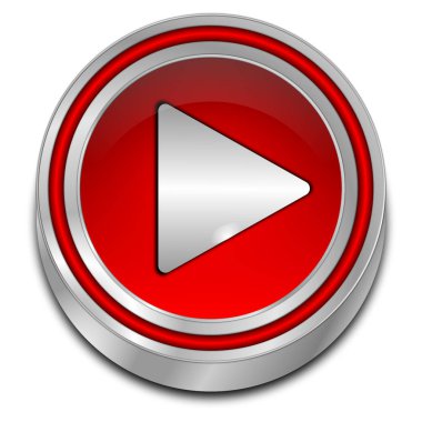 Dekoratif kırmızı yürüt düğmesini - 3d çizim