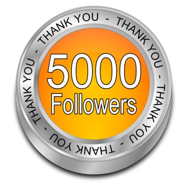 turuncu 5000 takipçileri Thank you - 3d çizim