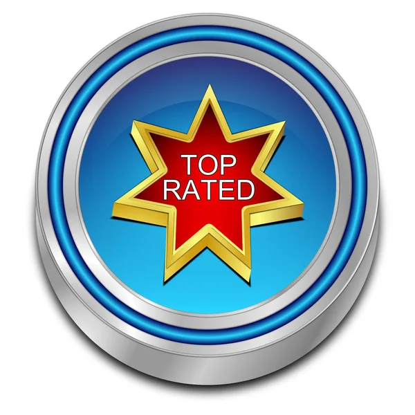 Dekoratif Blue Top Rated Button Ilustrasi — Stok Foto