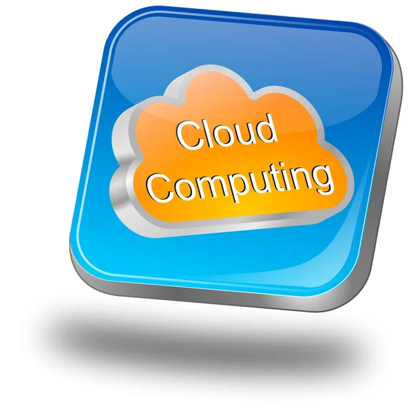 Hochglanz Blauer Knopf Cloud Computing Illustration — Stockfoto