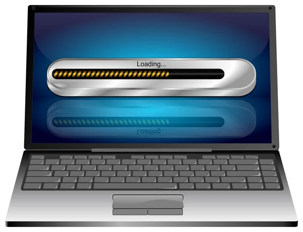 Laptopcomputer Met Oranje Laden Bar Blauwe Desktop Illustratie — Stockfoto