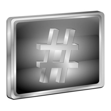 Gümüş hashtag - 3d resim düğmesi