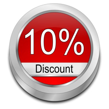 düğme - 3d illüstrasyon kırmızı % 10 indirim