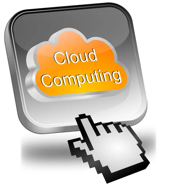 Серебряная Оранжевая Кнопка Cloud Computing Курсором Иллюстрация — стоковое фото