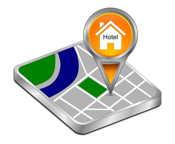 Puntatore Mappa Arancione Con Hotel Symbol Illustrazione — Foto Stock
