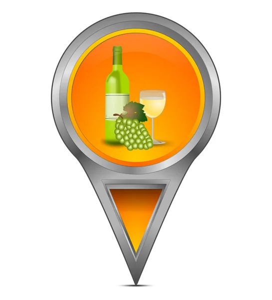 Orange Map Pointer Wine Bottle Glass Wine Grapes Illustration — Stock Photo, Image