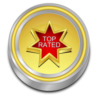 altın kırmızısı En İyi Puanlı Düğme - 3B Görüntü