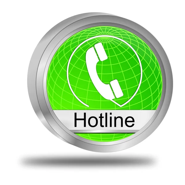 Dekorativa Glansig Grön Hotline Knapp Illustration — Stockfoto