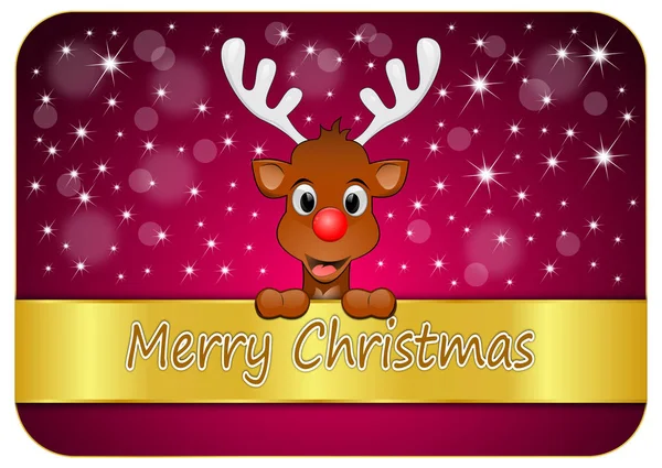 Roze Rendieren Wensen Merry Christmas Knop Illustratie — Stockfoto