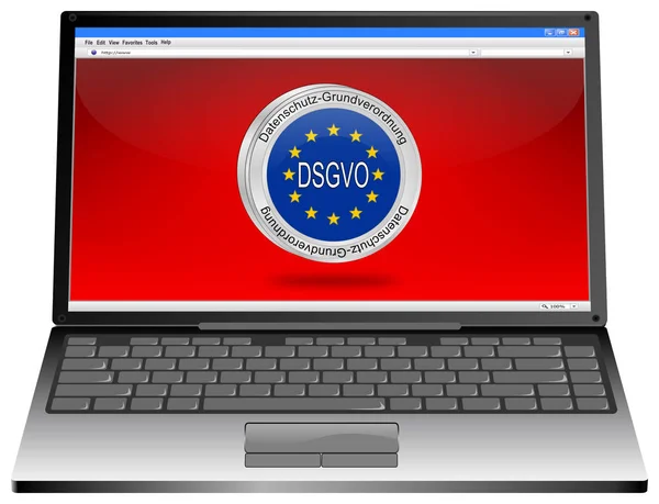 Laptop Computer Blue Dsgvo General Data Protection Regulation Red Desktop — Stock Photo, Image