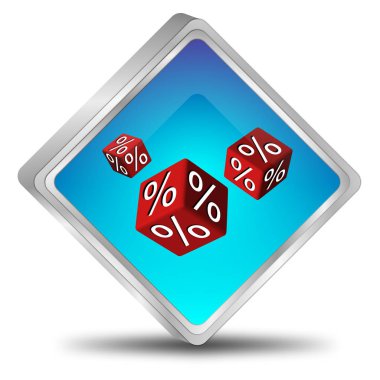 parlak mavi düğme - 3d illüstrasyon indirimli