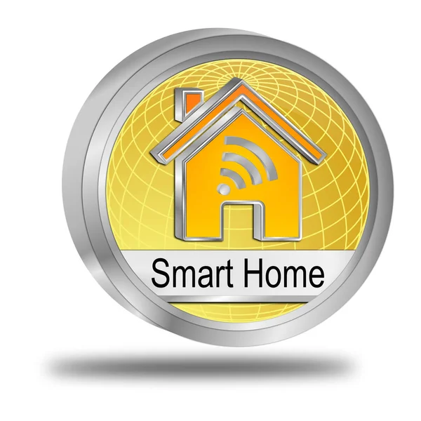 decorative golden Smart Home Button - 3D illustration