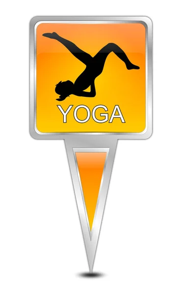 Ponteiro Mapa Laranja Moderno Com Yoga Ilustração — Fotografia de Stock
